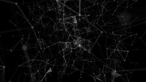 Black White Plexus With Dots, Lines, Triangles, Digital Data Visualization Stock Footage 337280019