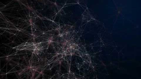 Black white plexus with red dots, lines, triangles. Background Stock Footage 102302036