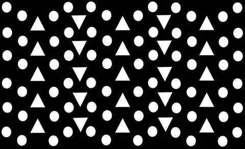 Black white print triangles and circles pattern minimalist background Stock Illustration