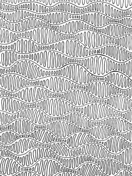 Black white psychedelic background, decorative lines and waves. Stock Illustration