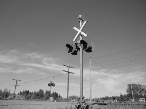 Black & White Railroad Crossing Stock Photos