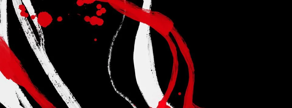 Black white red ink brush stroke. Japanese style. Vector illustration. Stock Illustration