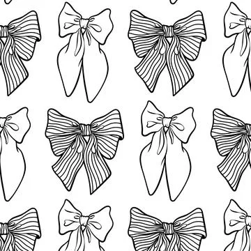Black white retro seamless pattern with bows. Background design. Repeating print Stock Illustration