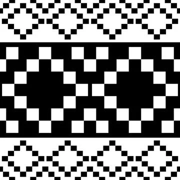 Black white retro square textile pattern Illustrazione stock
