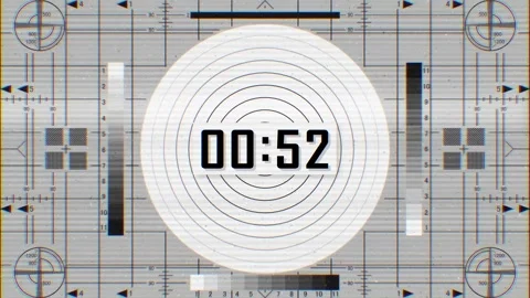 Black White Retro TV Test Pattern With Countdown Timer For Broadcast. Stock Footage 320052663