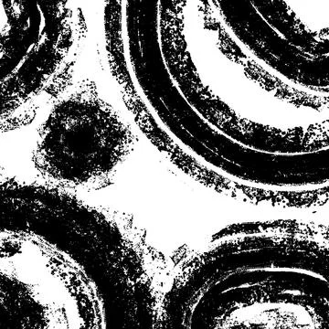 Black White Rough Circular Stamp Pattern Illustrazione stock
