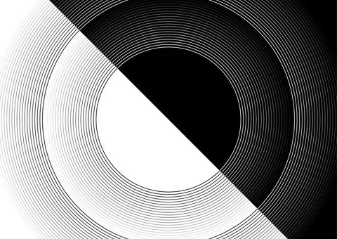 Black white round lines abstract technology background Stock Illustration