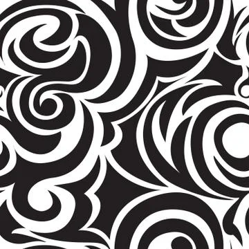 Black-white seamless pattern of spirals and curls. Decorative ornament for ba Stock Illustration