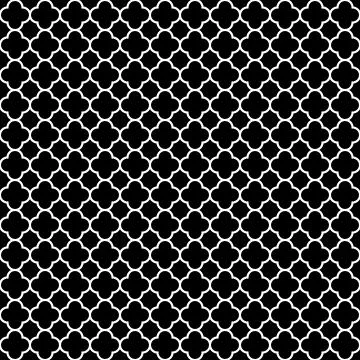 Black White Seamless Quatrefoil Pattern Background イラスト素材