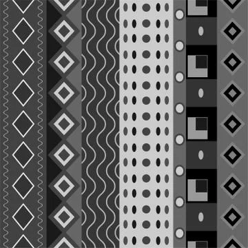 Black white seamless shapes pattern Illustrazione stock