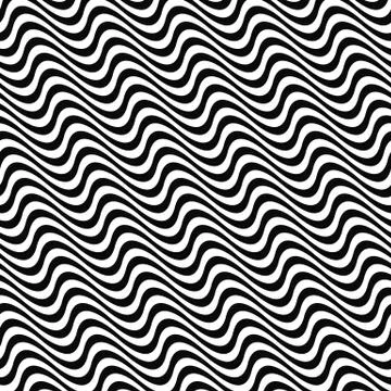 Black white seamless wave pattern Stock Illustration