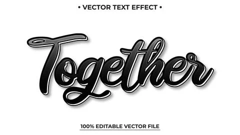 Black white shadow editable text effect font graphic style Stock Illustration