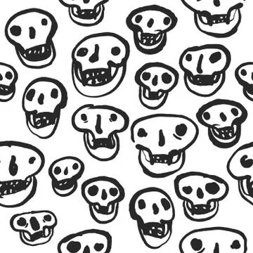 Black on White Skulls Pattern Stock Illustration