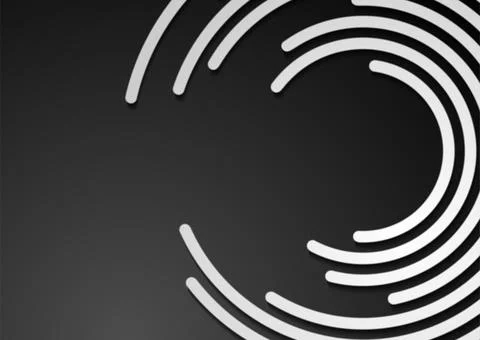 Black white smooth circular stripes abstract corporate background Stock Illustration