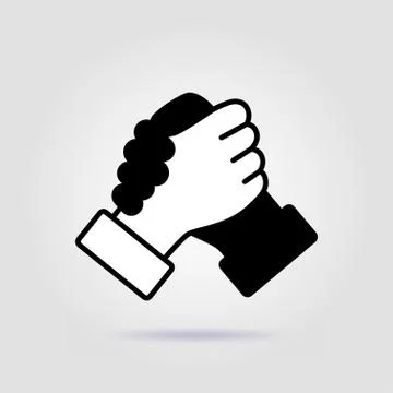 Black white soul brother handshake thumb with a soft shadow Stock Illustration