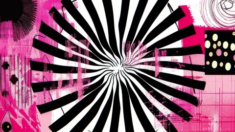 Black White Spiral Pop Pattern Background Seamless Loop Vídeo Stock 328315433