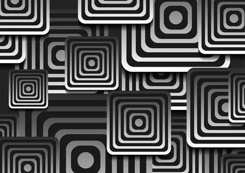 Black white squares abstract tech minimal background Stock Illustration