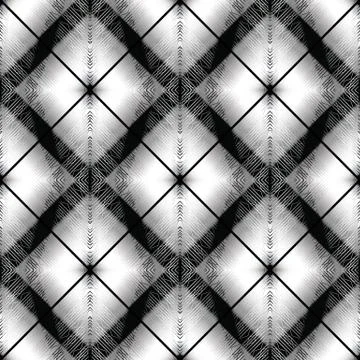 Black white striped check vector seamless pattern. Modern geometric patchwork Stock Illustration