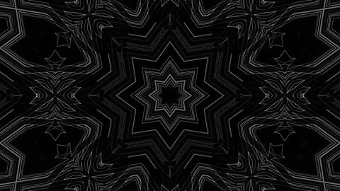 Black White Tech Lines Techno Pattern Kaleidoscope Background Loop Stock Footage 158463848