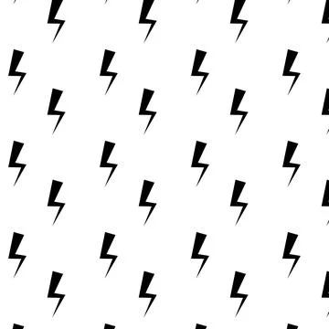 Black white thunderbolt background seamless pattern monochrome Stock Illustration