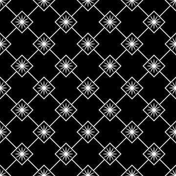 Black white tiny floral geometric pattern     Stock Illustration