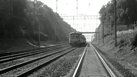 Black White Train Movement With Camera Turn Stock Footage 98551487
