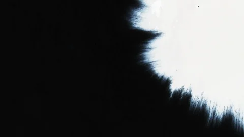 Black to white transition design element. White ink spilling across the frame.  Stock Footage