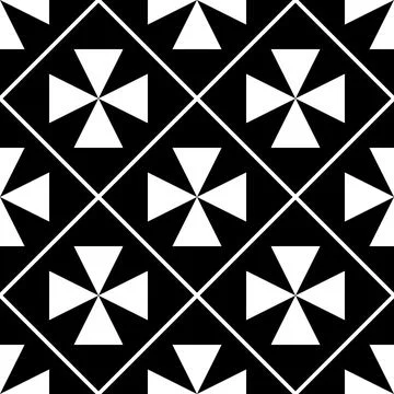 Black white triangle floral pattern                      Stock Illustration