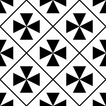 Black white triangle floral pattern             Stock Illustration