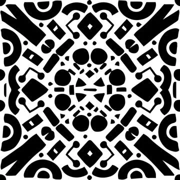 Black white tribal seamless pattern. Hand drawn vector abstract ink endless Stock Illustration