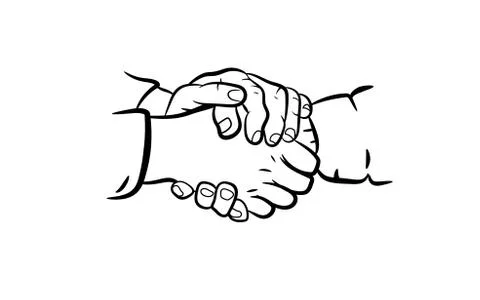 The black-white triple handshake Stock Illustration