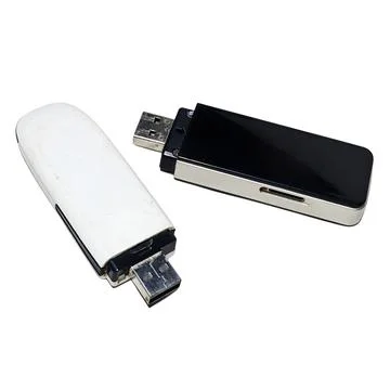 Black white USB modem isolated white background 스톡 사진