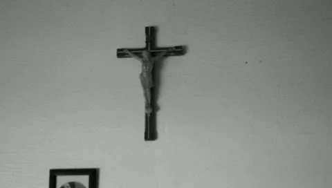 BLACK &amp; WHITE WALL CROSS Stock Footage 11138465