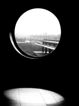 Black white window view Stock Photos