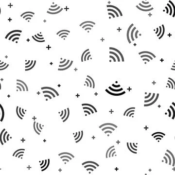 Black Wi-Fi wireless internet network symbol icon isolated seamless pattern on イラスト素材