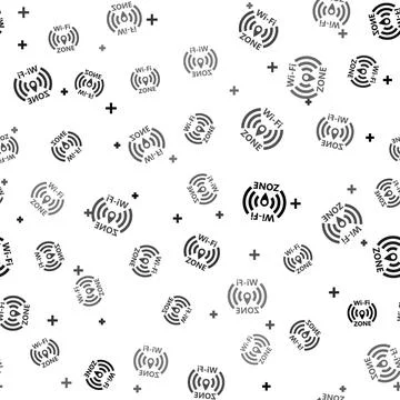 Black Wi-Fi wireless internet network symbol icon isolated seamless pattern on イラスト素材