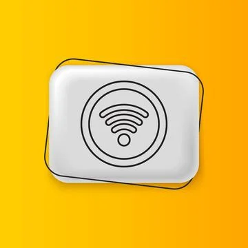 Black Wi-Fi wireless internet network symbol icon isolated on yellow backgr.. Illustrazione stock