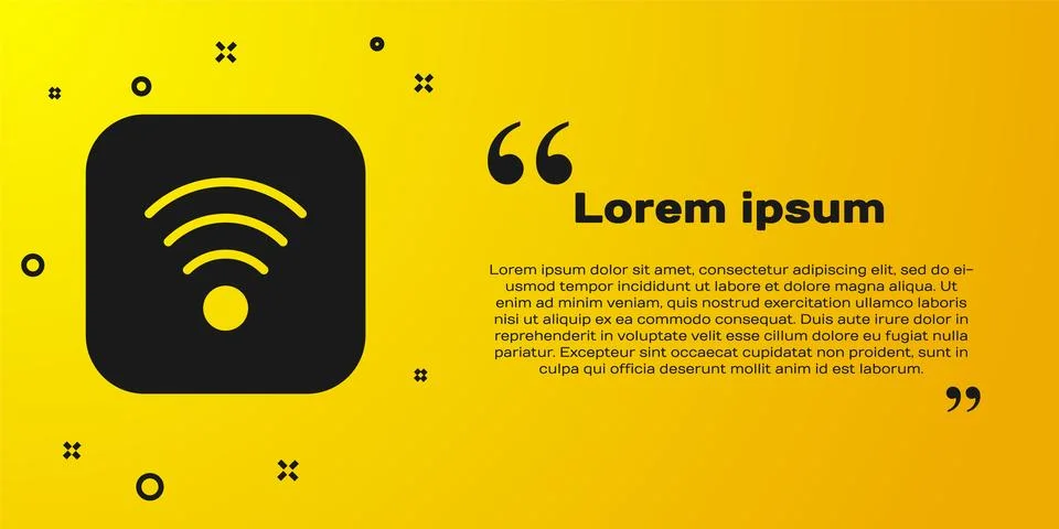 Black Wi-Fi wireless internet network symbol icon isolated on yellow backgr.. Stock Illustration