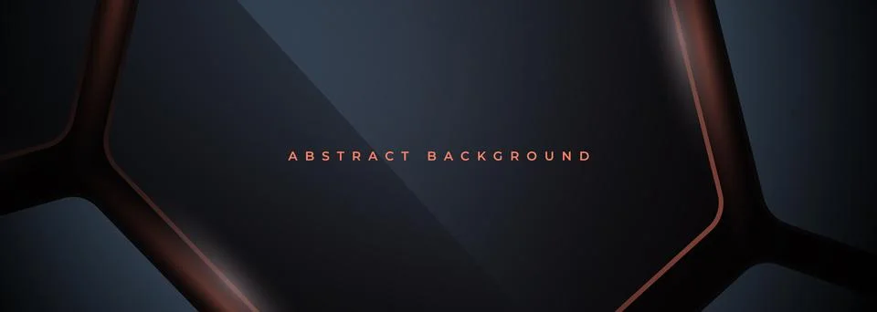 Black wide hexagonal abstract technology banner Stock Illustration