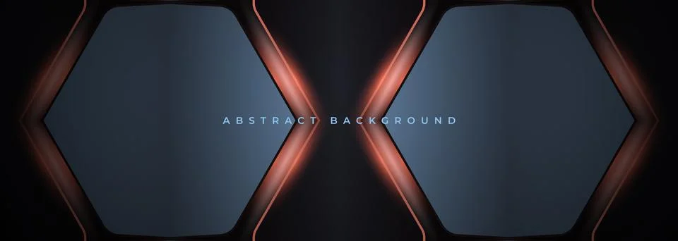 Black wide hexagonal abstract technology banner Stock Illustration