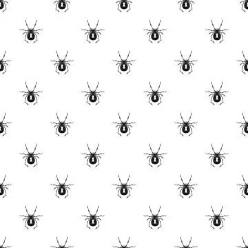 Black widow spider repeating pattern on white background Illustrazione stock
