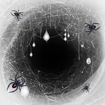 Black widow spiders nest 3d realistic Stock Illustration