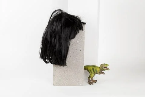 Black wig cinder block and trex Stock Photos