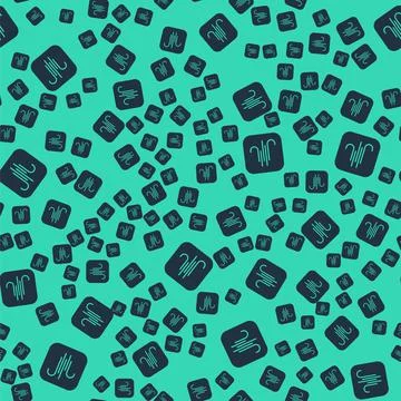 Black Wind icon isolated seamless pattern on green background. Windy weather Stockillustratie