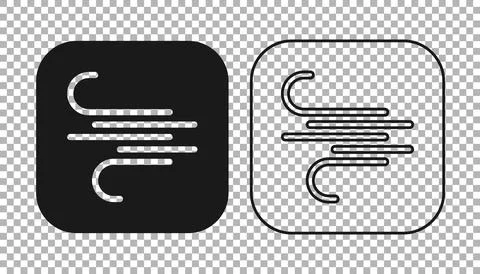 Black Wind icon isolated on transparent background. Windy weather. Vector Stock Illustration