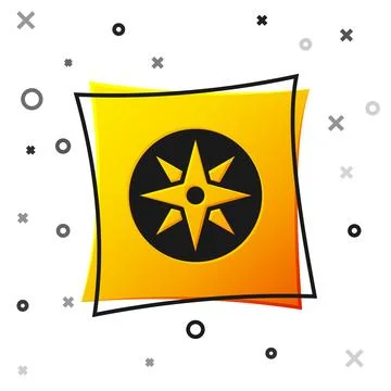 Black Wind rose icon isolated on white background. Compass icon for travel... Stock Illustration