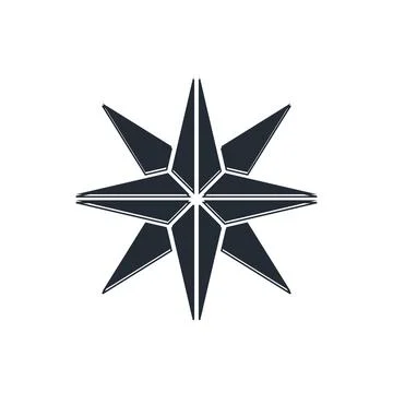Black Wind rose icon isolated on white background. Compass icon for travel... Stock Illustration