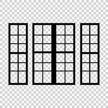 Black window frame silhouette isolated on white background Stock Illustration