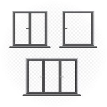 Black windows template set Stock Illustration