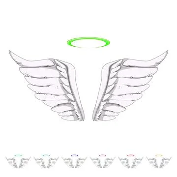 Black wing angel cartoon vector graphic Stock Illustration
